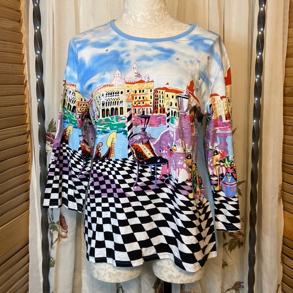 Haband 3/4 sleeve top. Sparkling, size: L, multi color - Picture 1 of 6